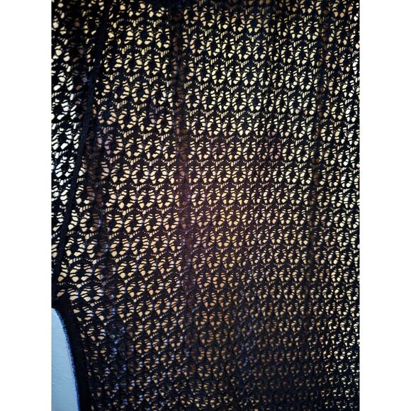 J. Jill Open front crochet weeve black cotton blend S cardigan gothic - Picture 6 of 10